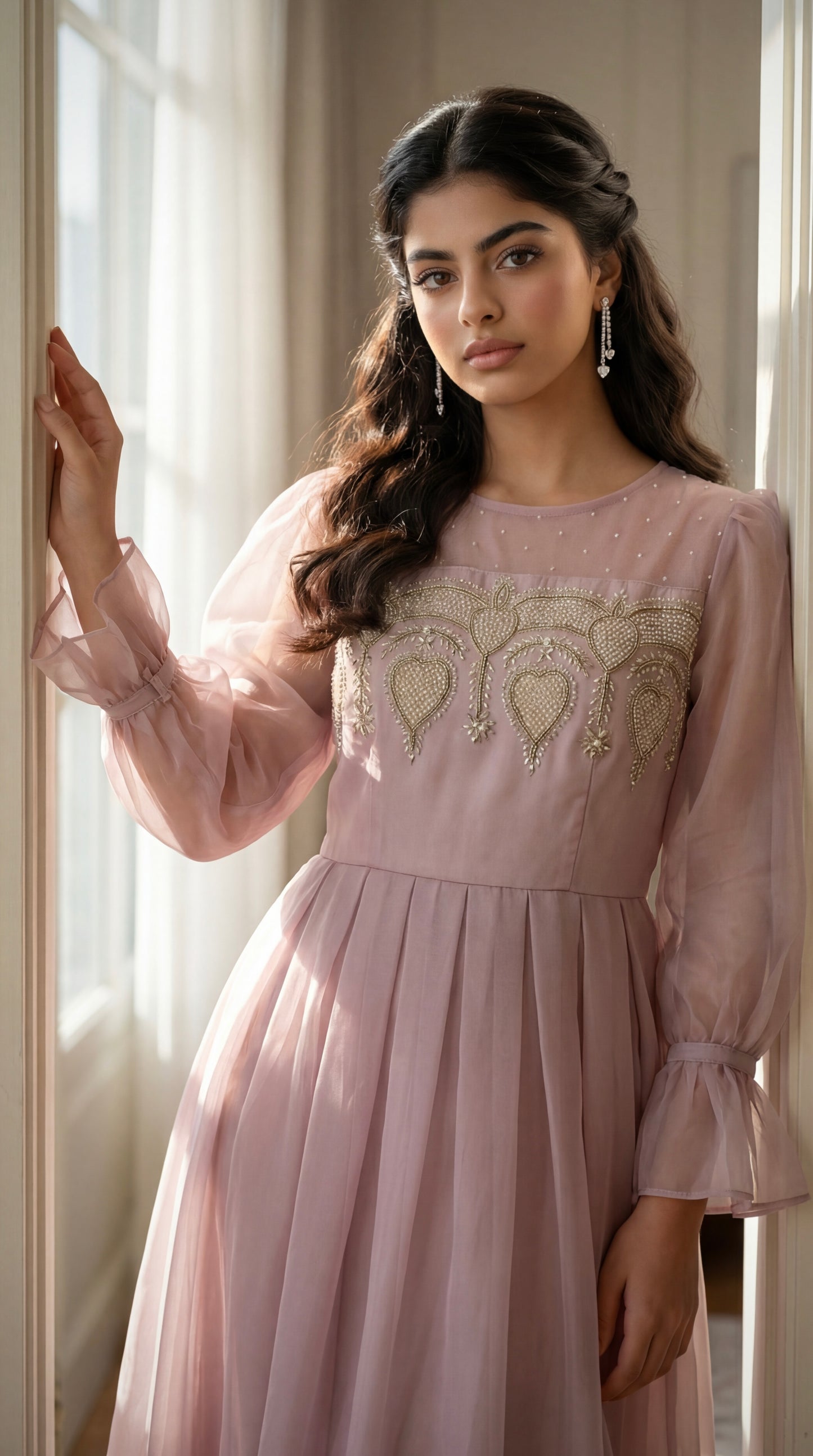 فستان من الاورجنزا مع دانتيل مشكوك