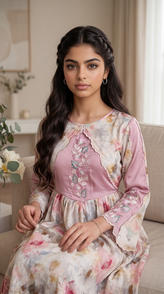 فستان من الجاكار مع تطريز