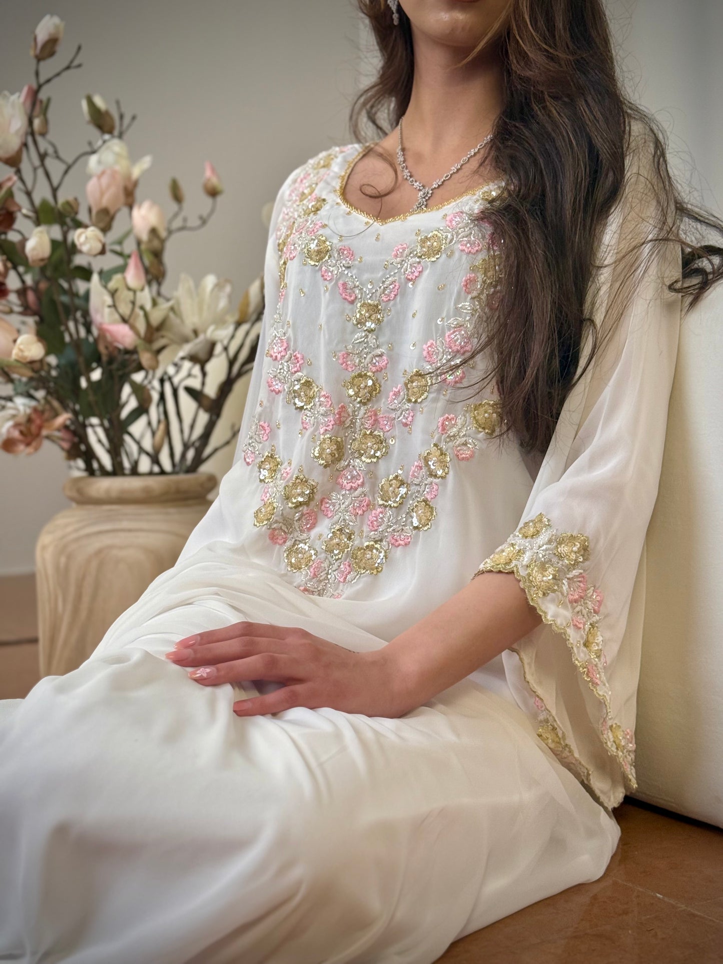 شيفون  شغل شك مع تطريز