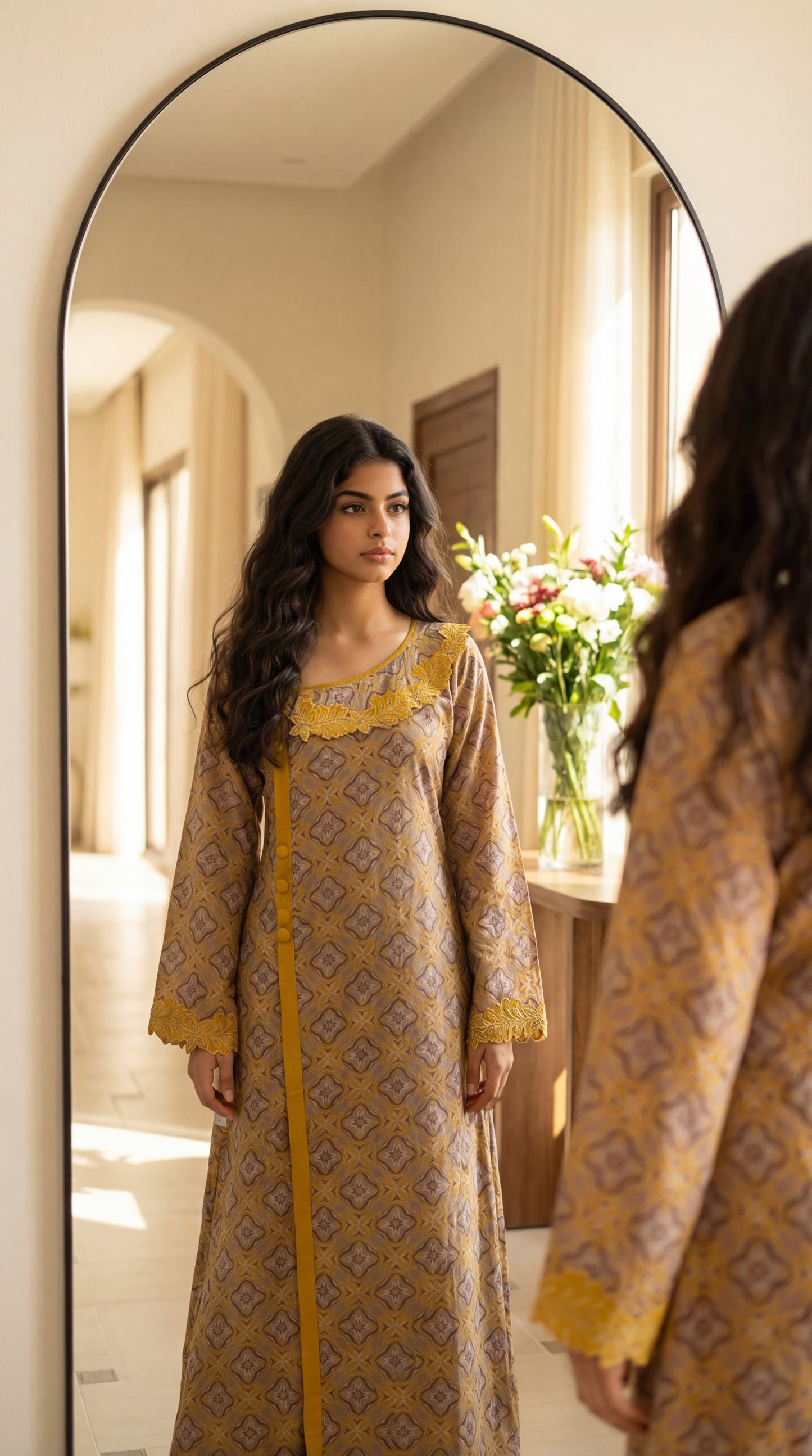 جلابية قطن مع تطريز وشغل  شك