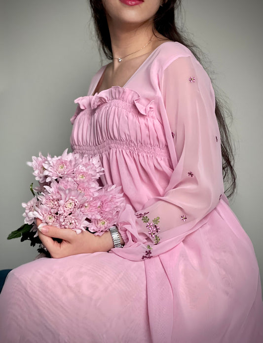جلابية دبل شيفون مع تطريز