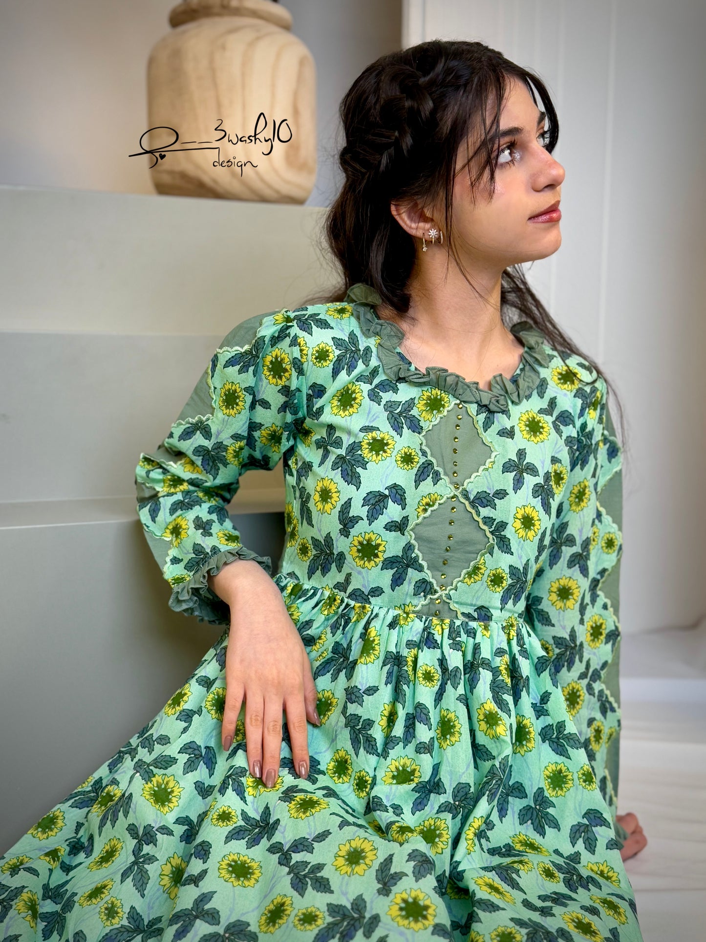 فستان قطن مع تطريز وريمبو