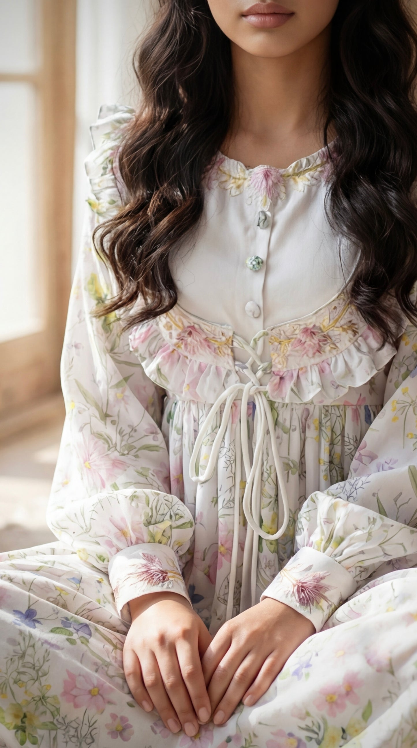 فستان من الحرير مع تطريز على شكل جاكيت