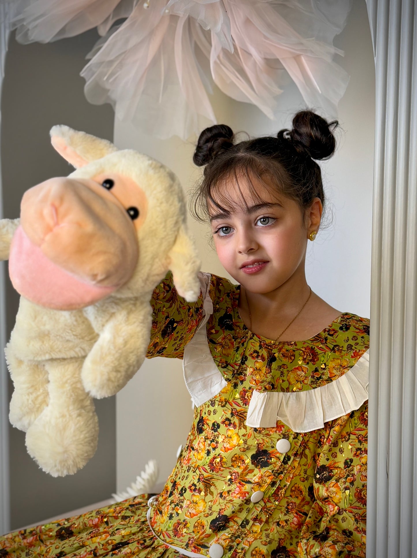 فستان قطن مع دمج السادة