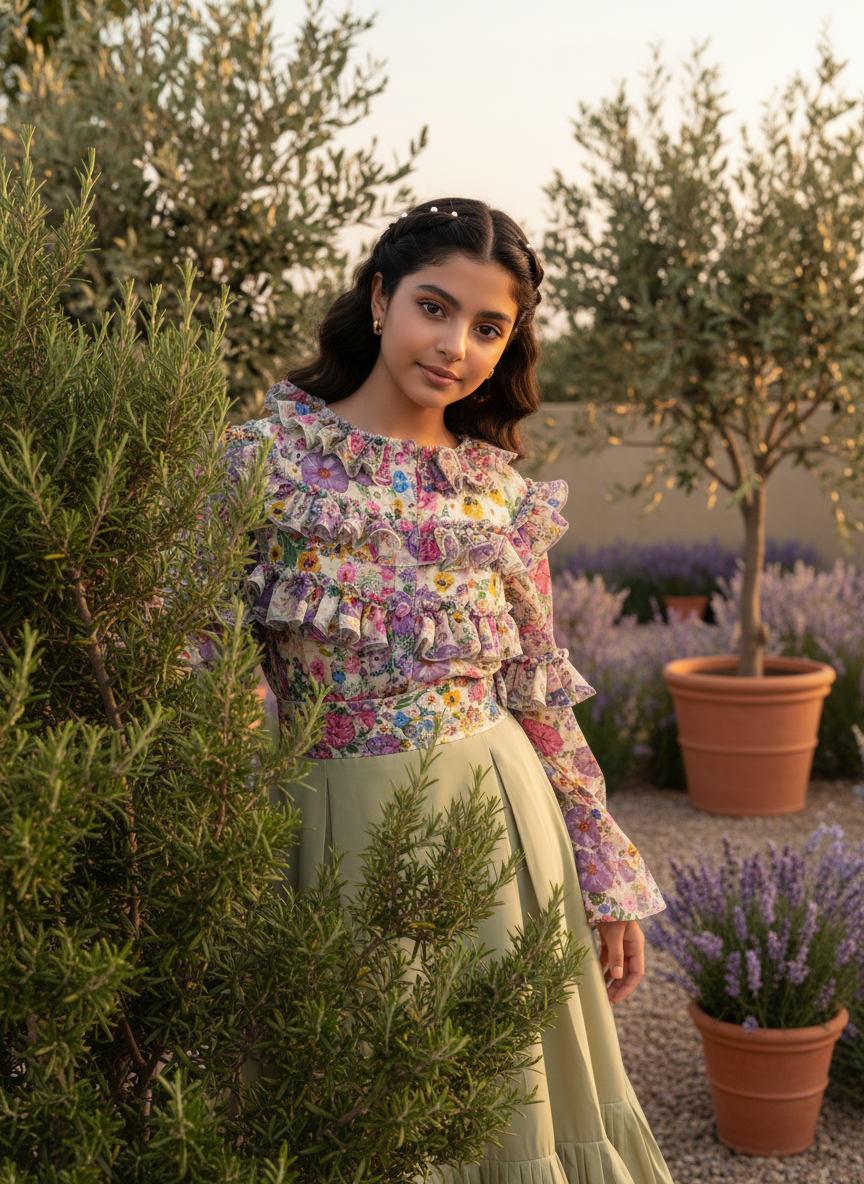 قميص شيفون  تنوره الالماس