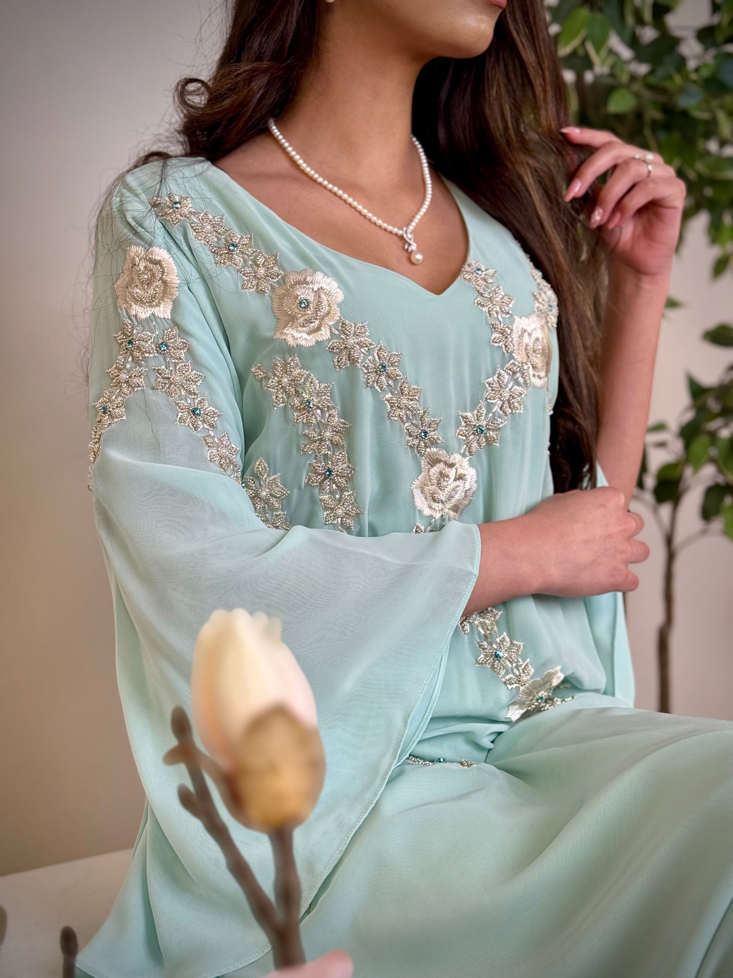 شيفون  شغل شك مع تطريز