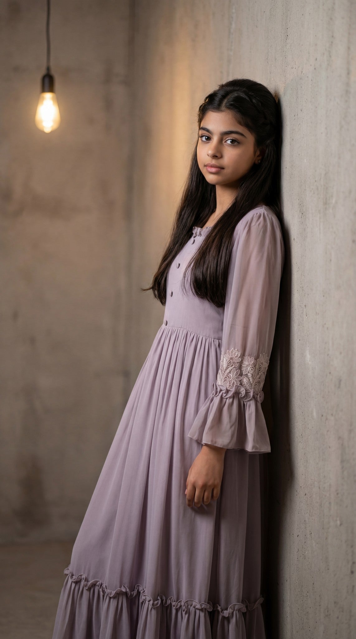 فستان من الشيفون مع دانتيل