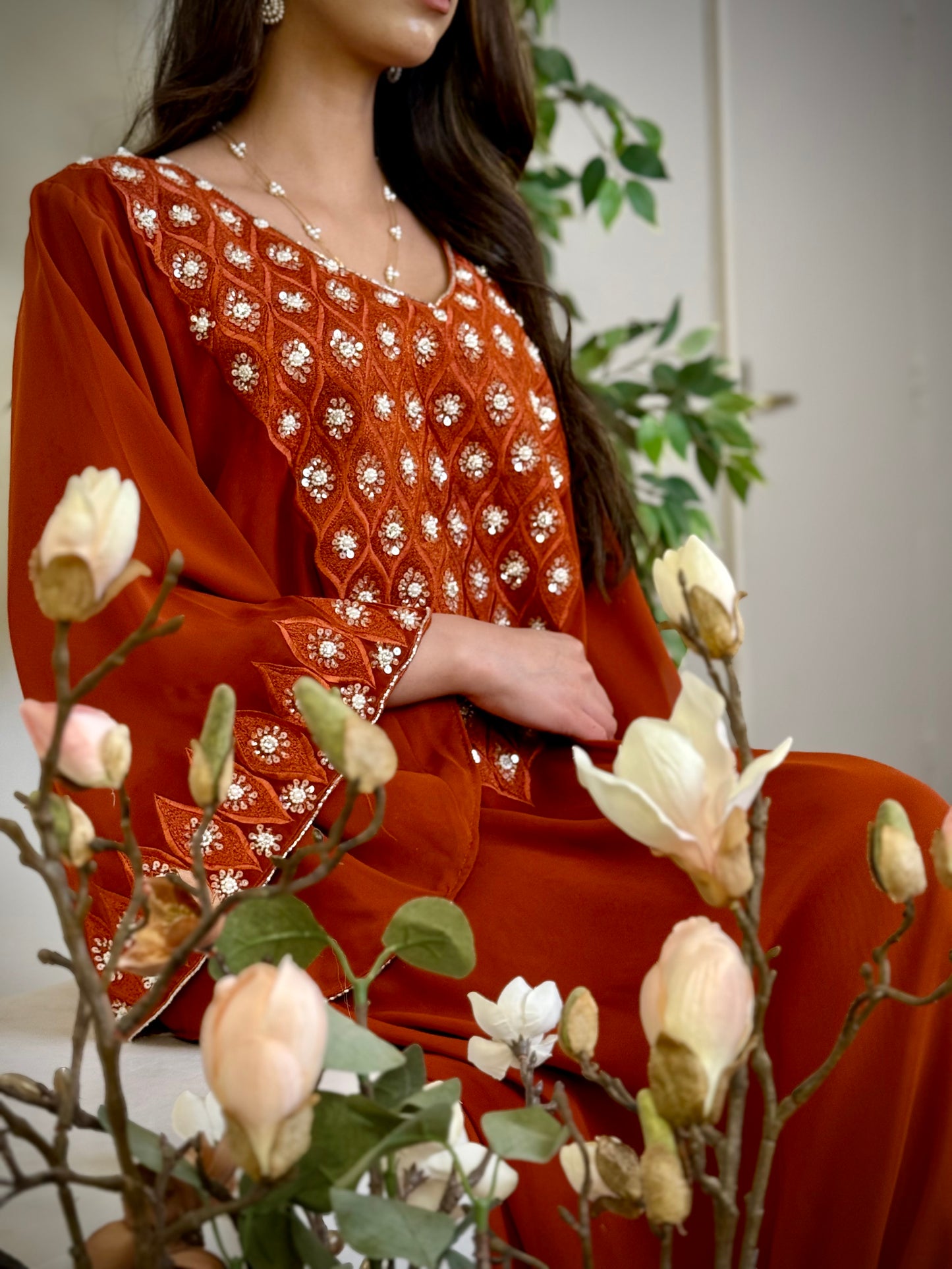 شيفون  شغل شك مع تطريز