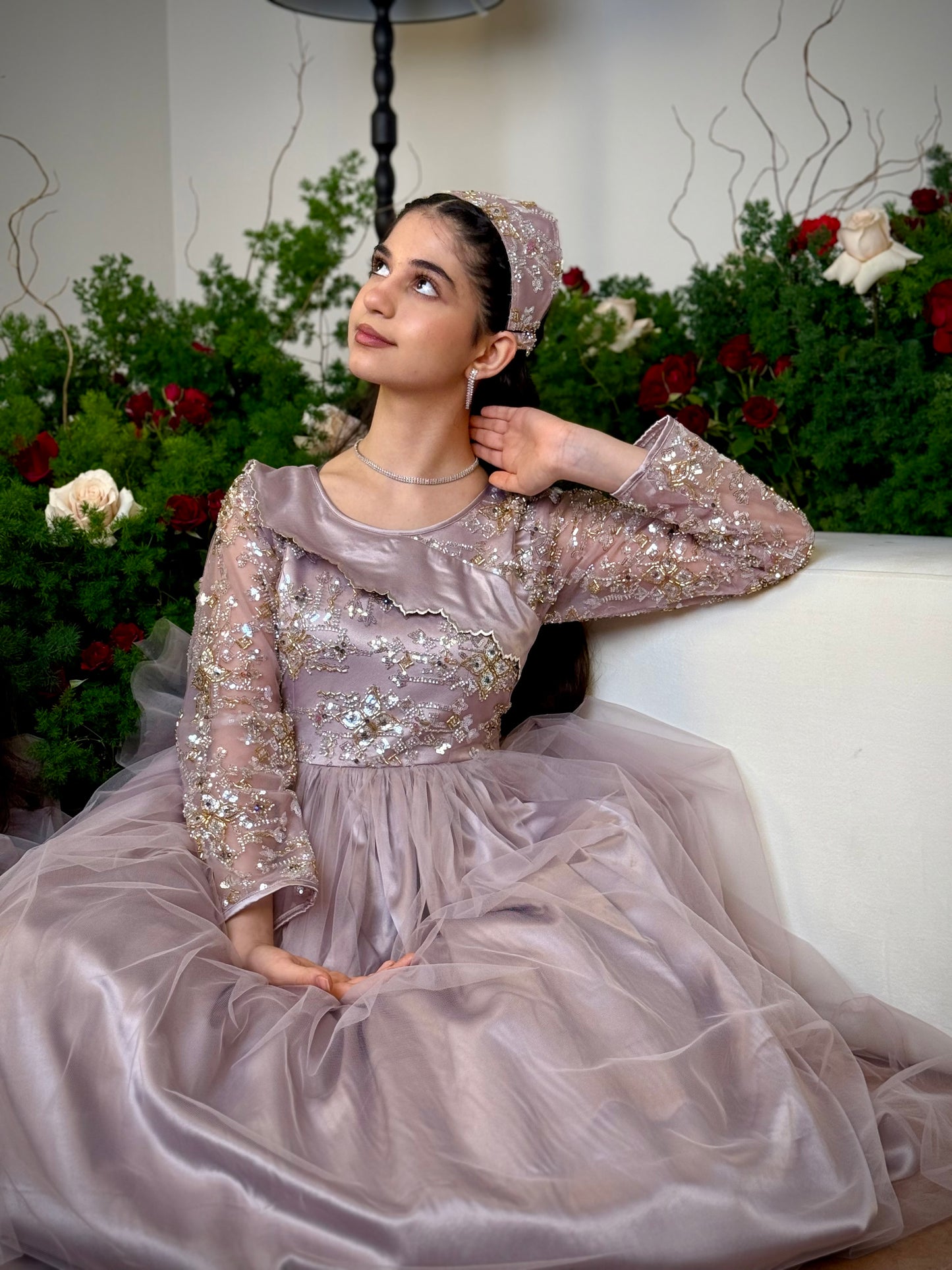 فستان شك مع حرير وتور