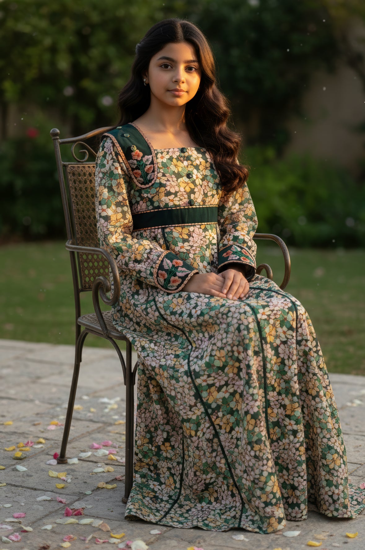 فستان قطن مع تطريز ودمج الساده