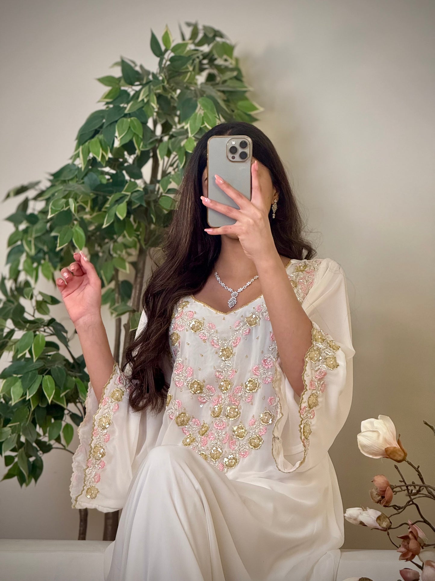 شيفون  شغل شك مع تطريز