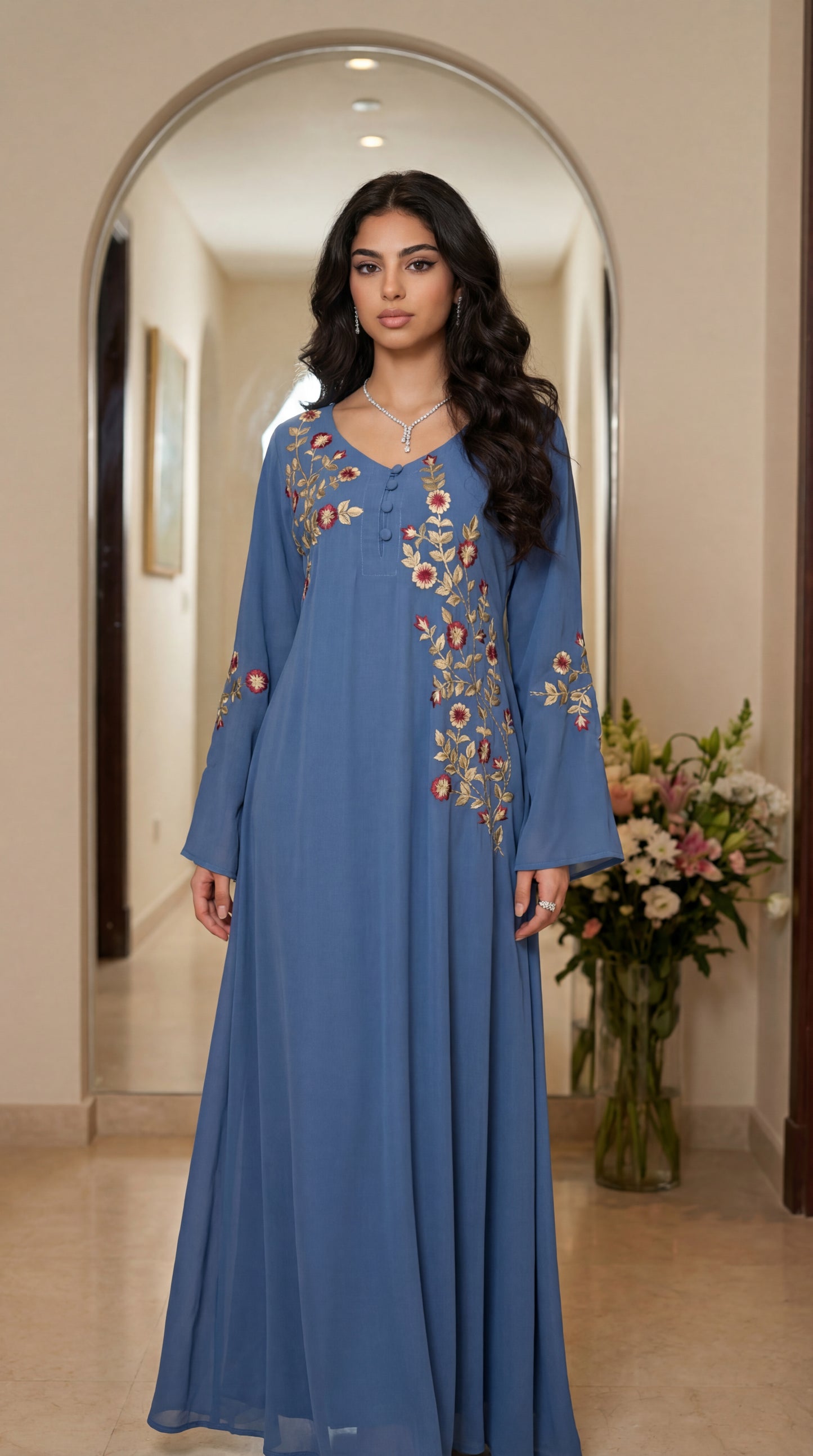 دبل شيفون مطرز