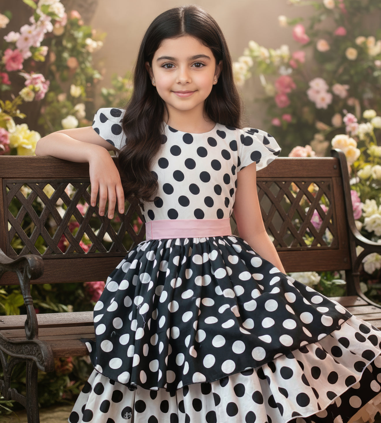 فستان قطن تراثي مع  ودمج لونين