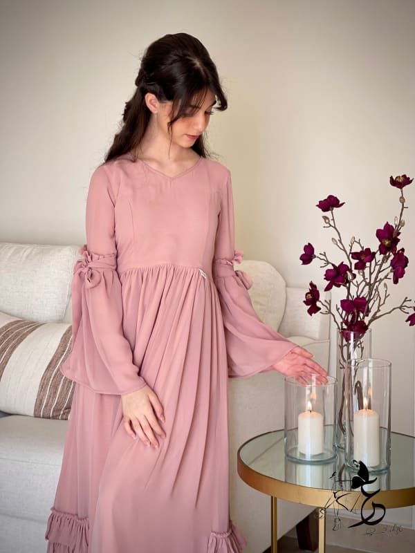 فستان من قطعتين شيفون فصوص مع ستده