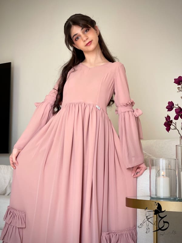 فستان من قطعتين شيفون فصوص مع ستده