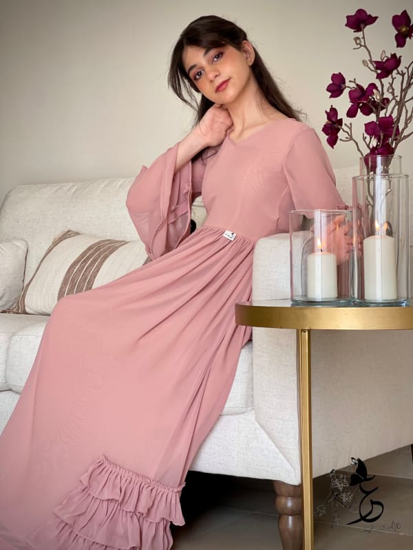 فستان من قطعتين شيفون فصوص مع ستده