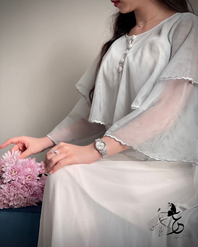 جلابيه دبل شيفون مع تور مطرز حواف