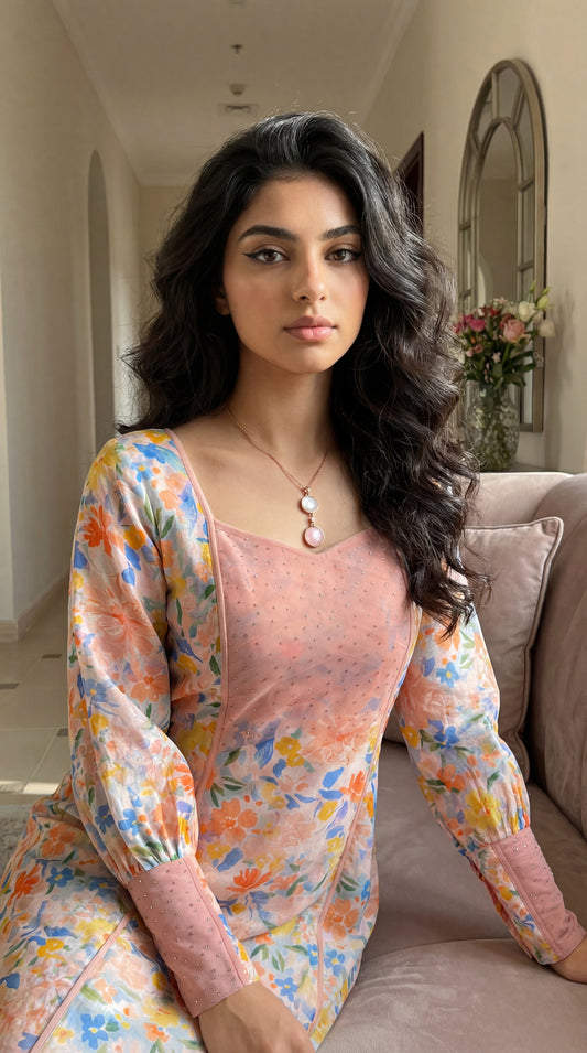 جلابية قطن مع  تور وريمبو