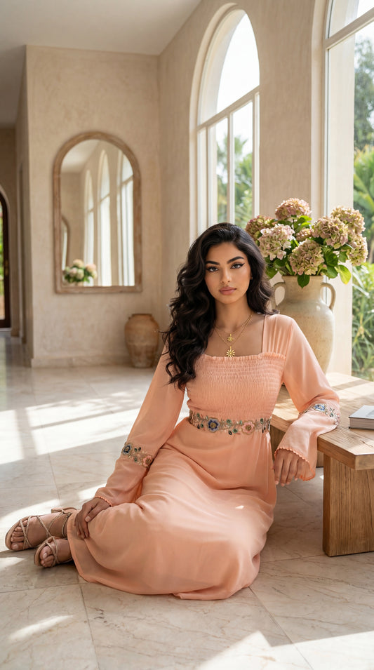 دبل شيفون شك مع تطريز