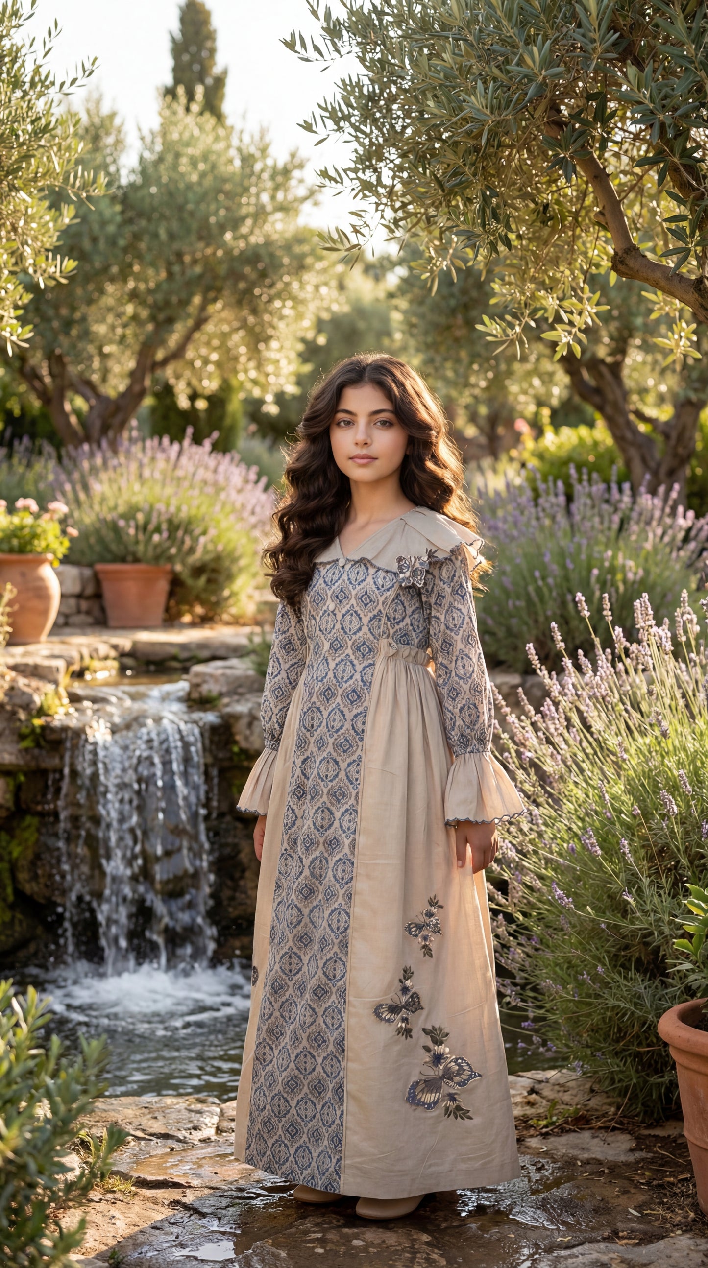 فستان قطن مع تطريز ودمج الساده 3