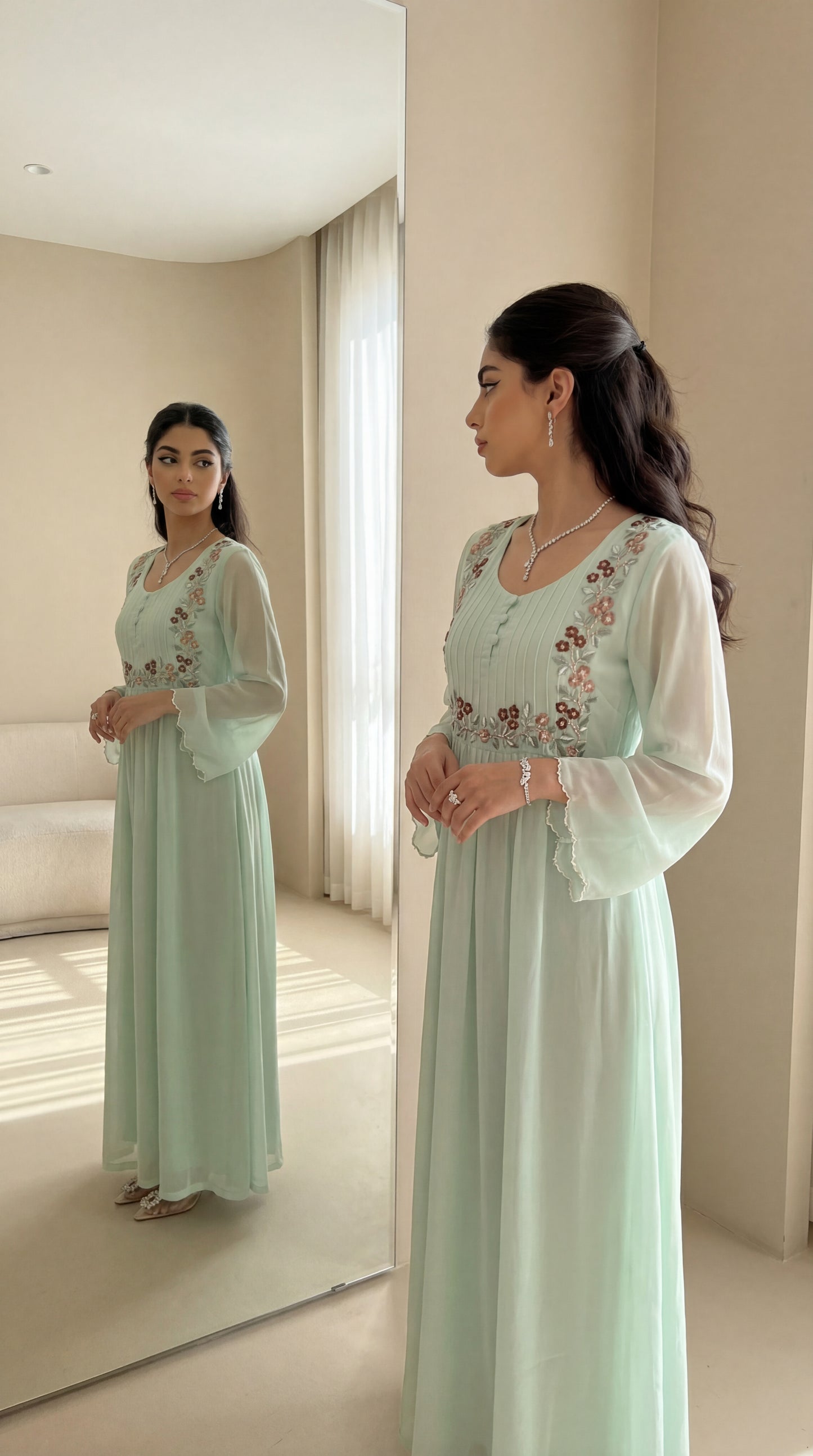 دبل شيفون مطرز