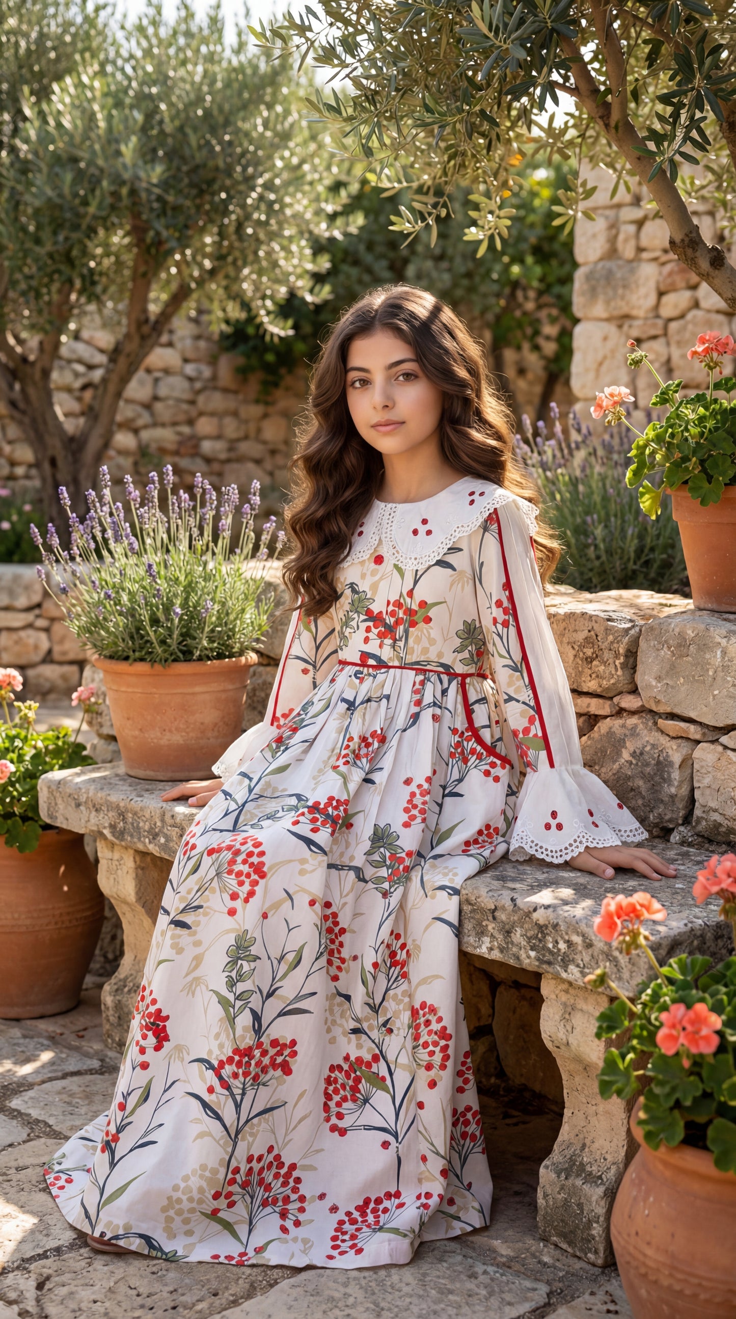 فستان قطن مع تطريز مخرم