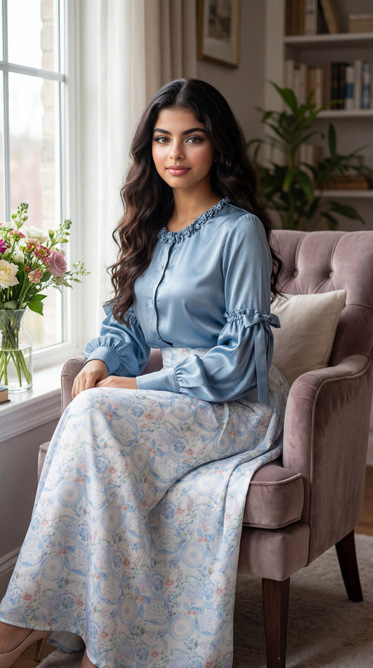 قميص وتنوره حرير