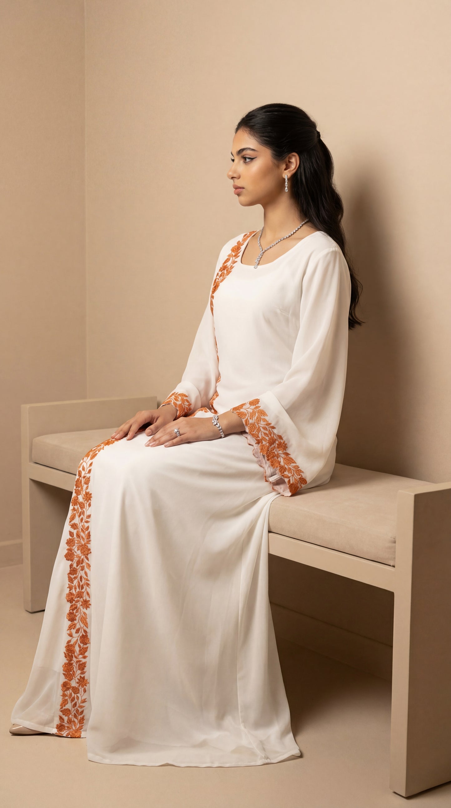 دبل شيفون مطرز