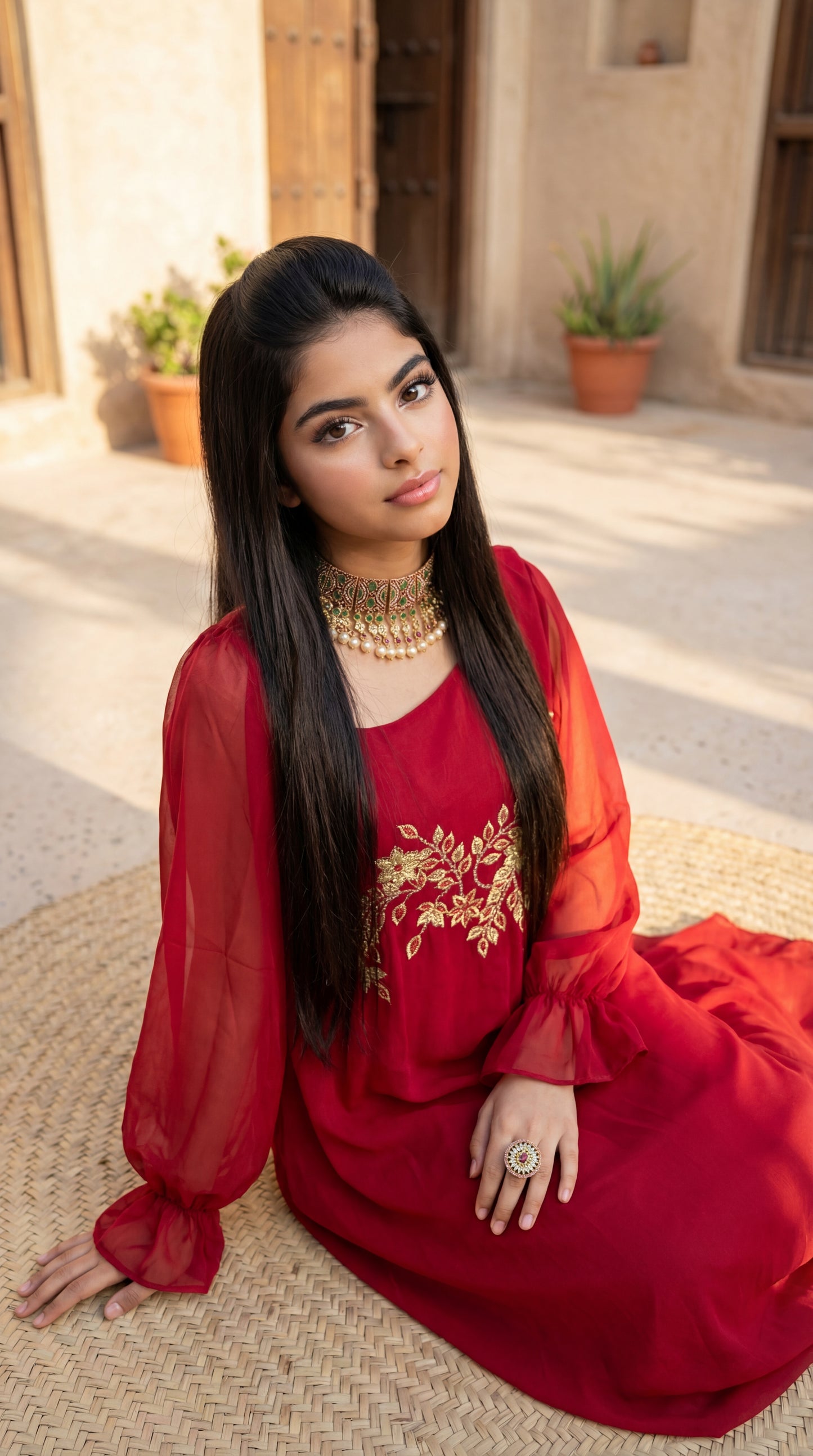 شيفون مع تطريز وشك