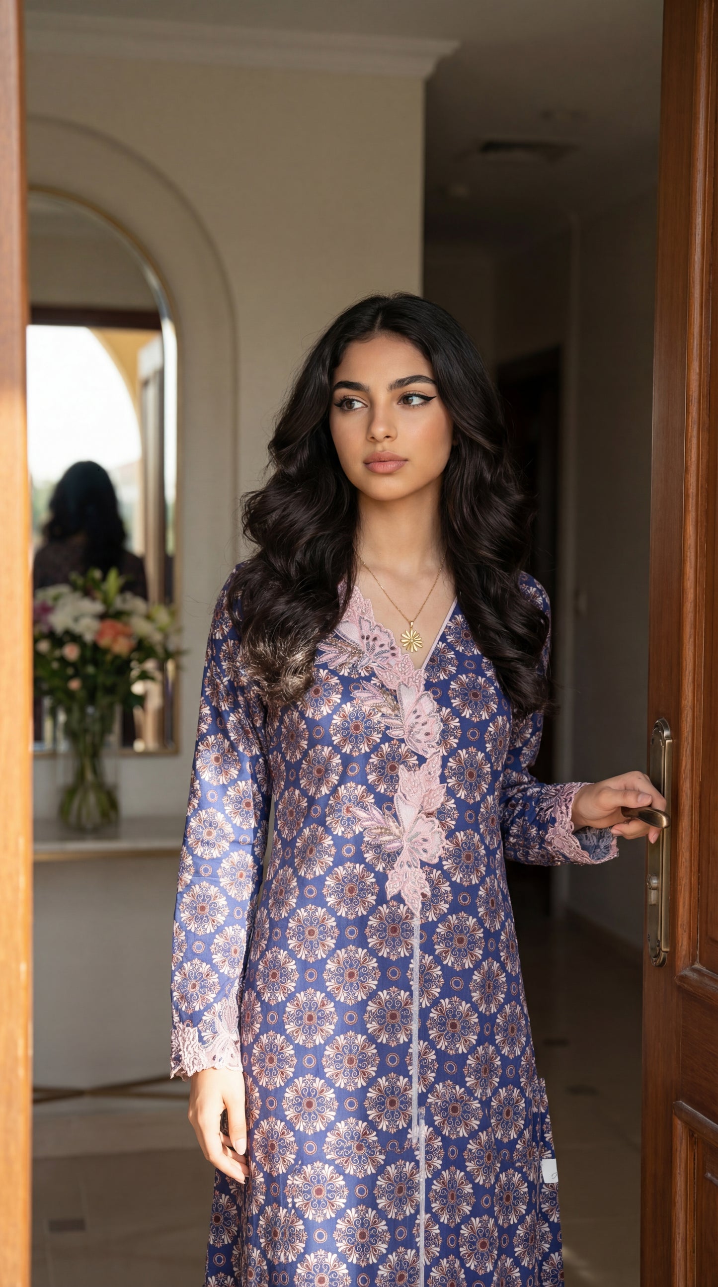 جلابية قطن مع تطريز وشغل   شك