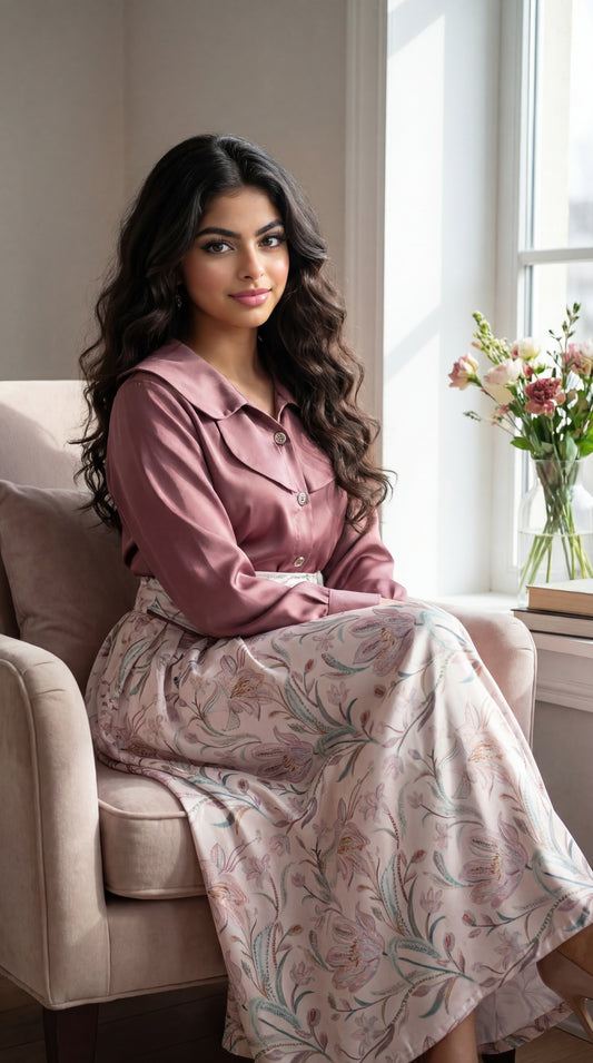 قميص وتنوره حرير