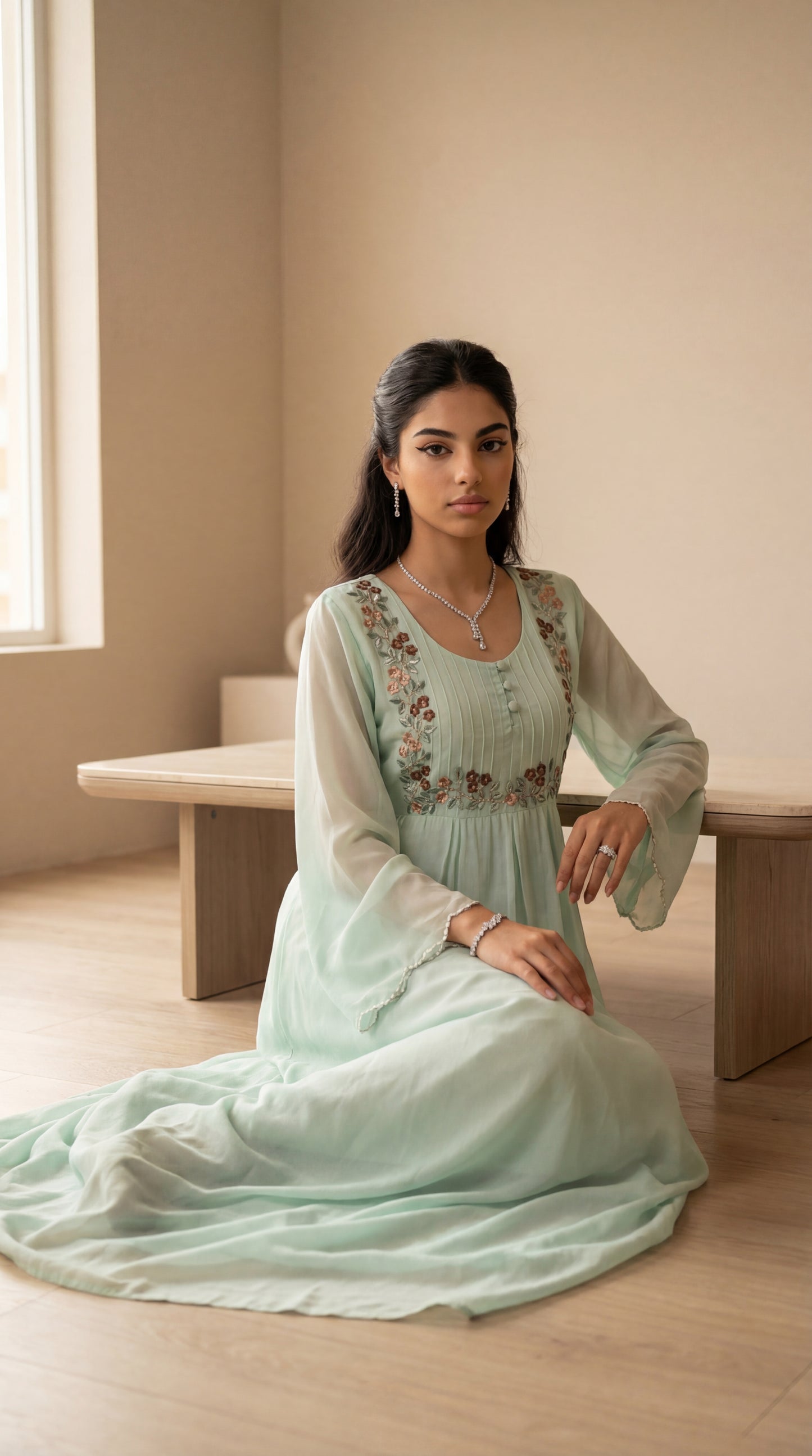 دبل شيفون مطرز