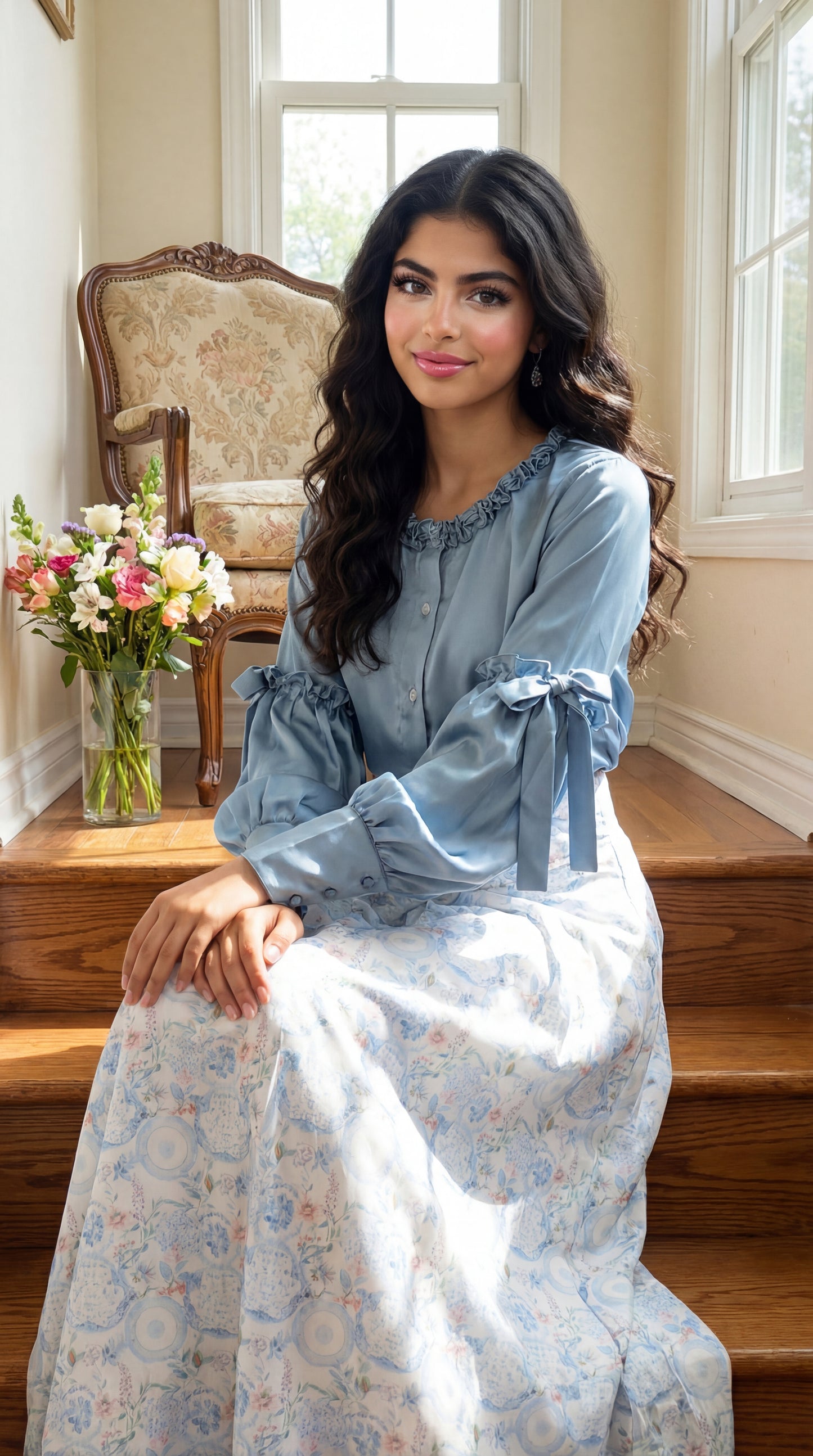 قميص وتنوره حرير