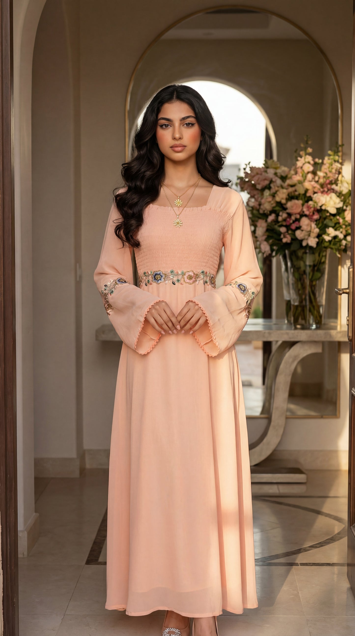 دبل شيفون شك مع تطريز