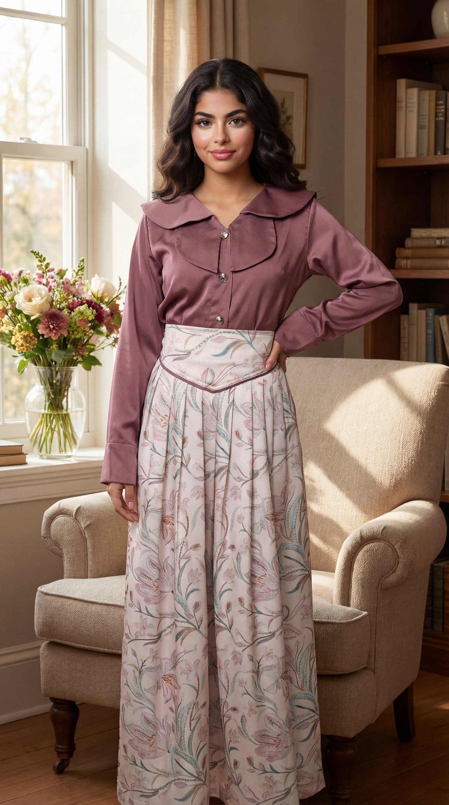 قميص وتنوره حرير