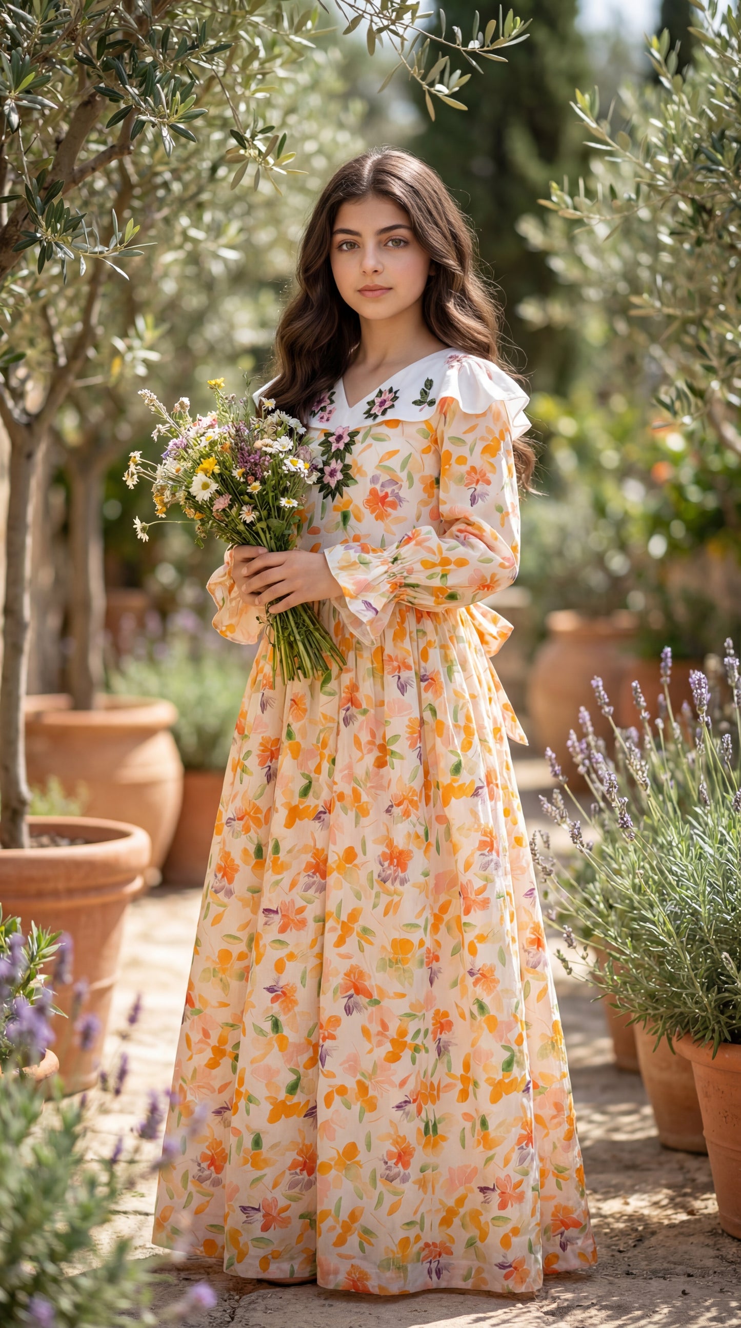 فستان قطن مع تطريز ودمج الساده 2