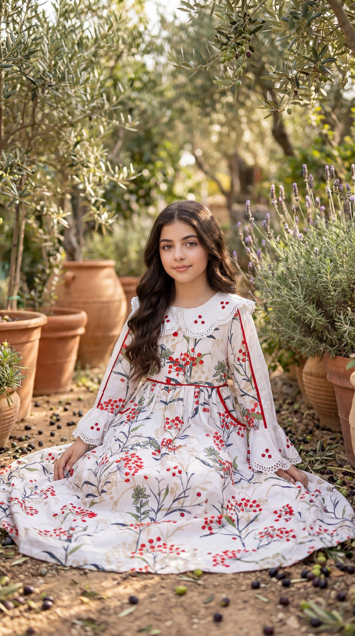 فستان قطن مع تطريز مخرم