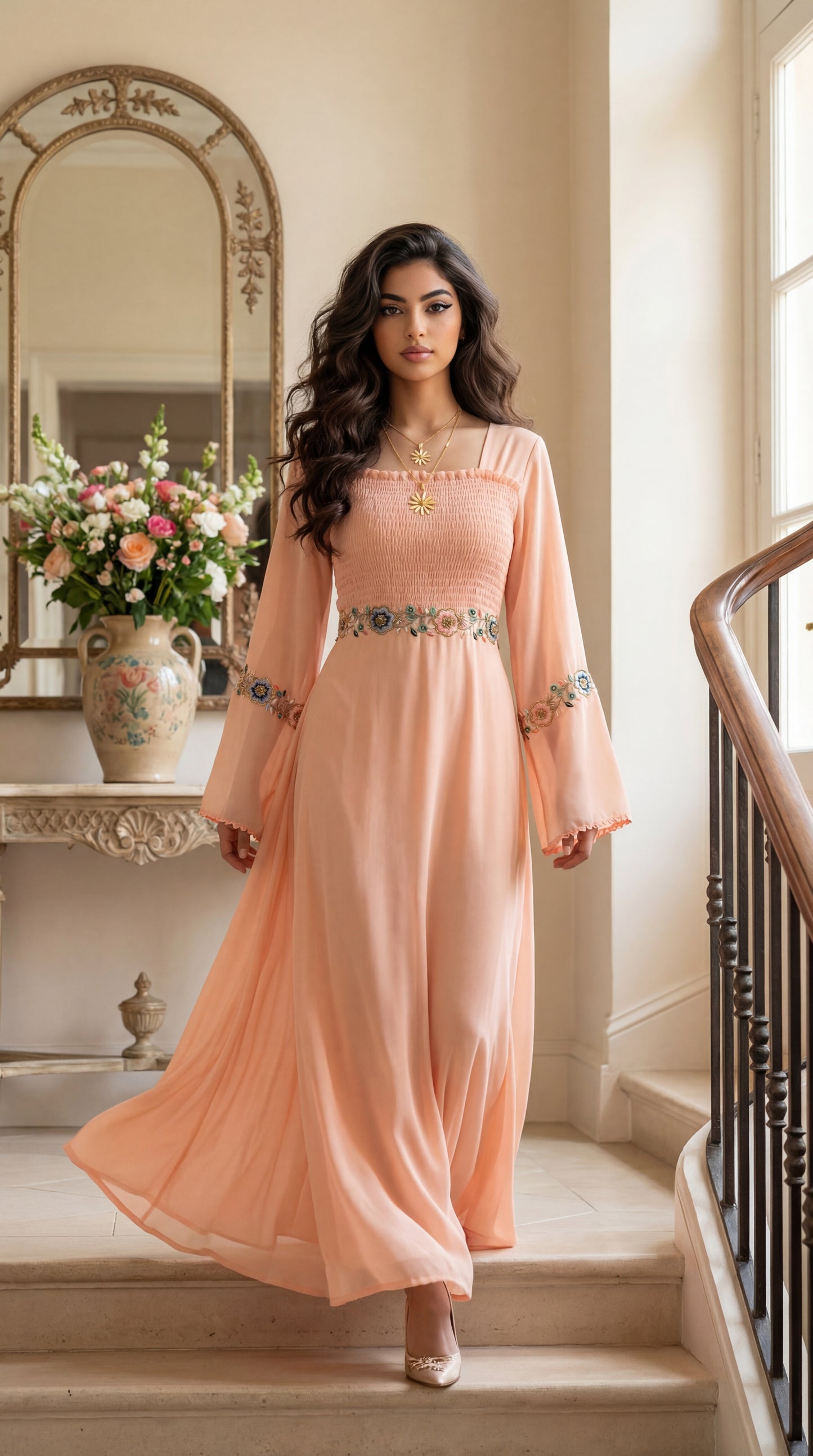 دبل شيفون شك مع تطريز