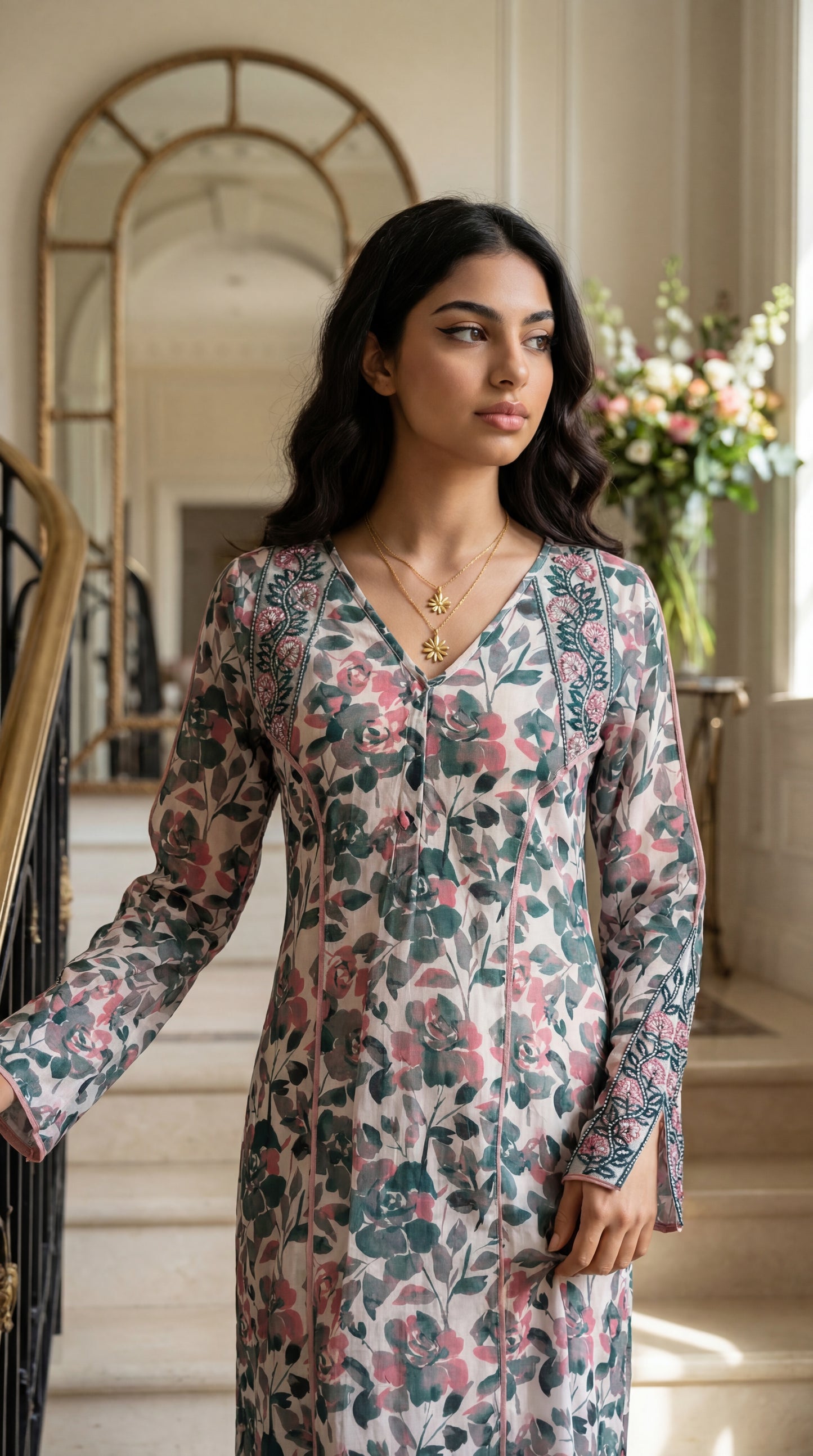 جلابية قطن مع تطريز وشغل شك