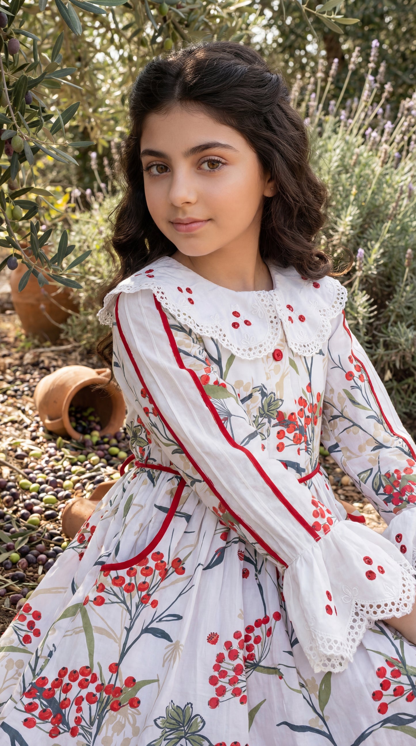 فستان قطن مع تطريز مخرم