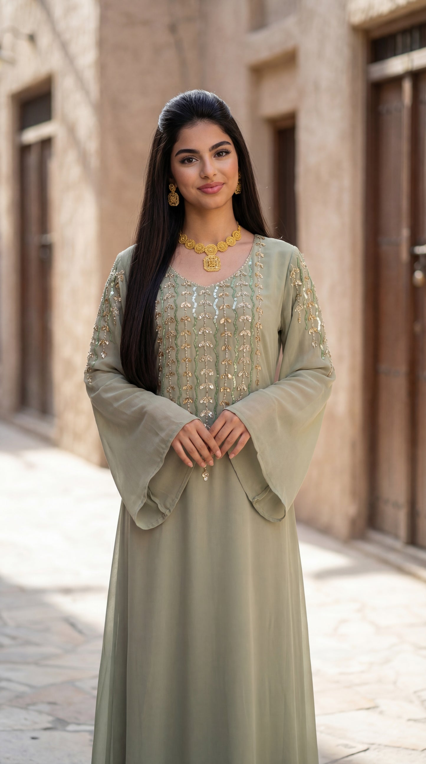 شيفون مع تطريز وشك