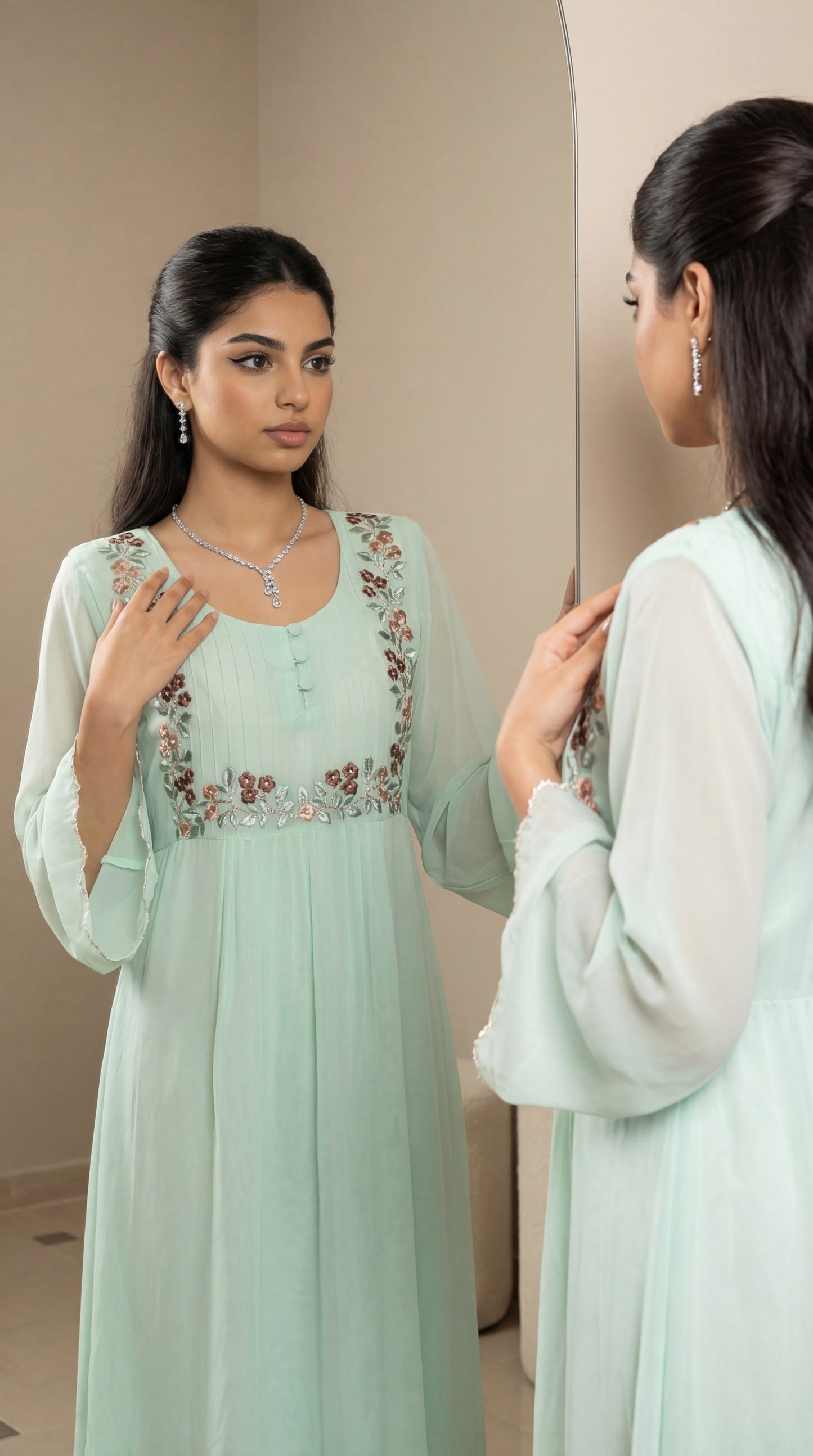 دبل شيفون مطرز