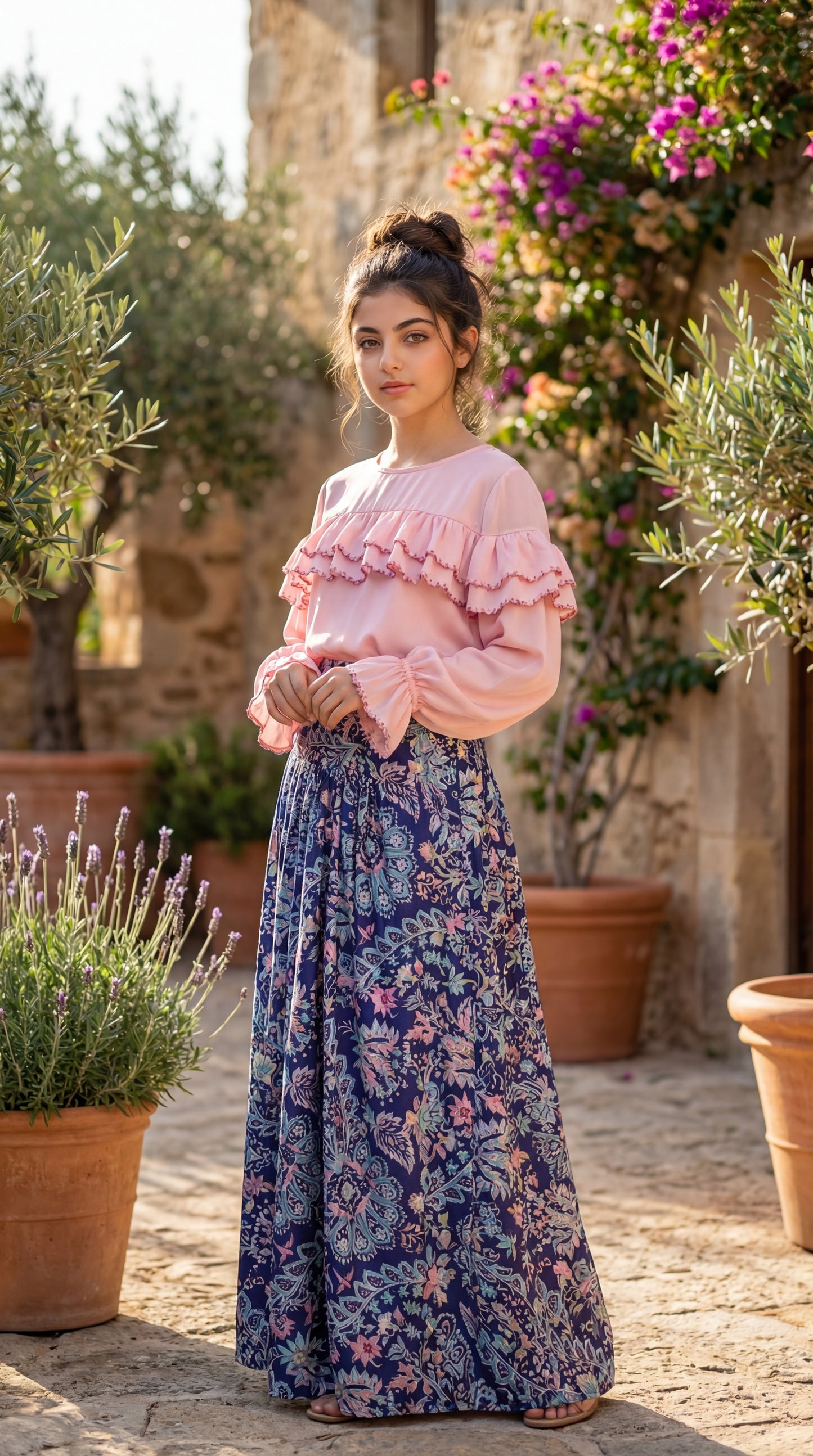 قميص تنوره من الحرير والتطريز