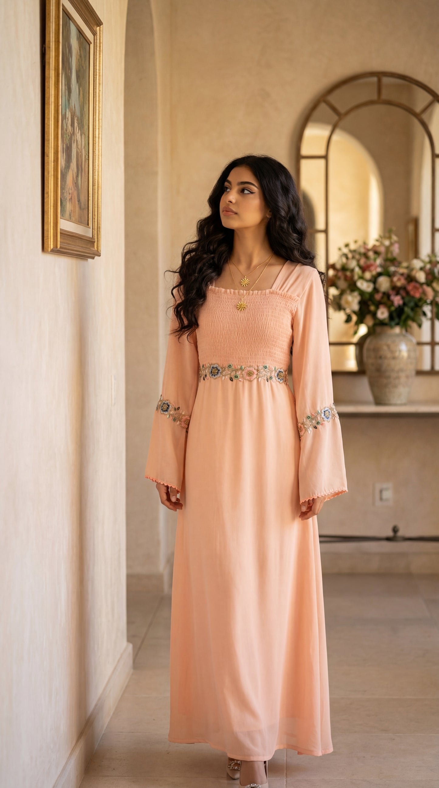 دبل شيفون شك مع تطريز