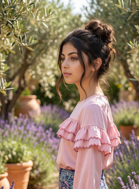 قميص تنوره من الحرير والتطريز