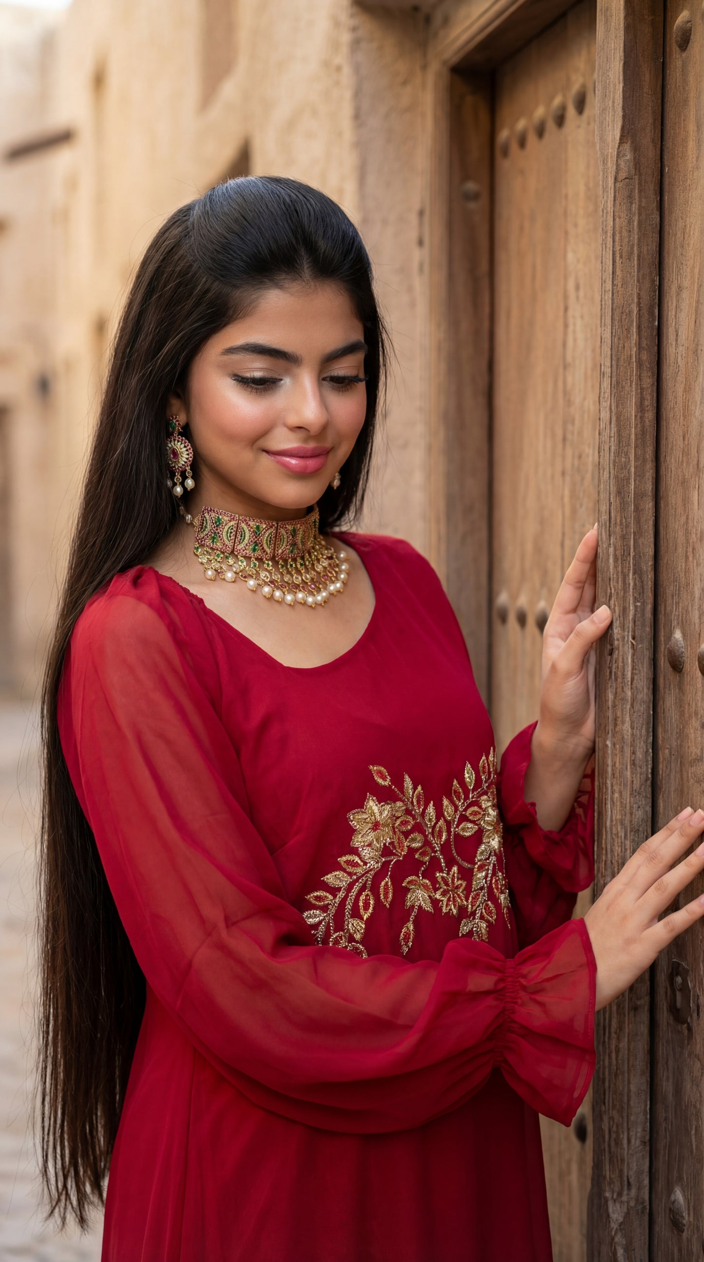 شيفون مع تطريز وشك