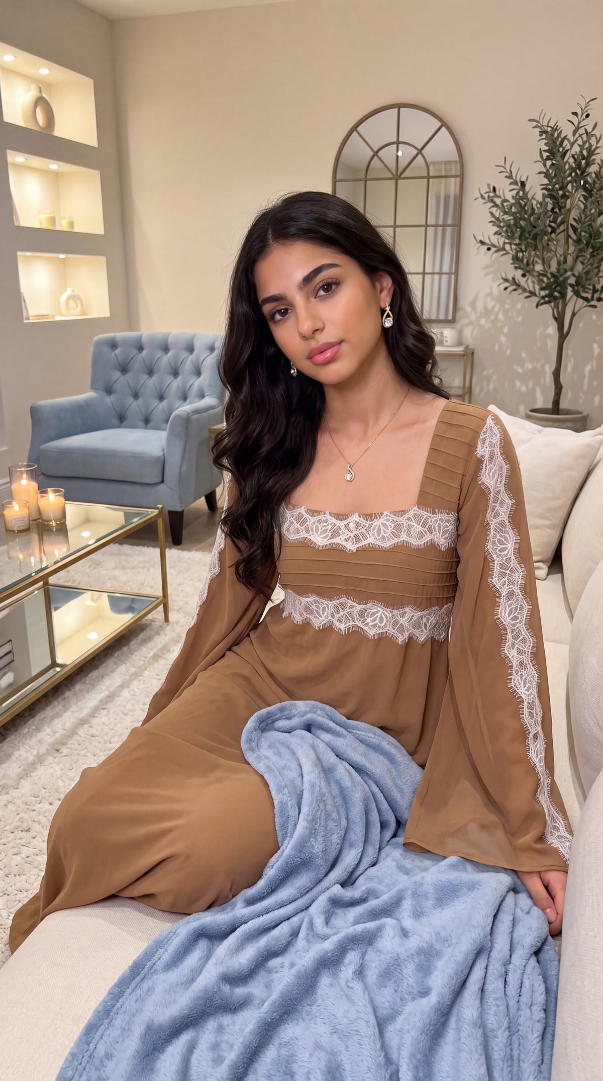 دبل شيفون مع دانتيل فرنسي