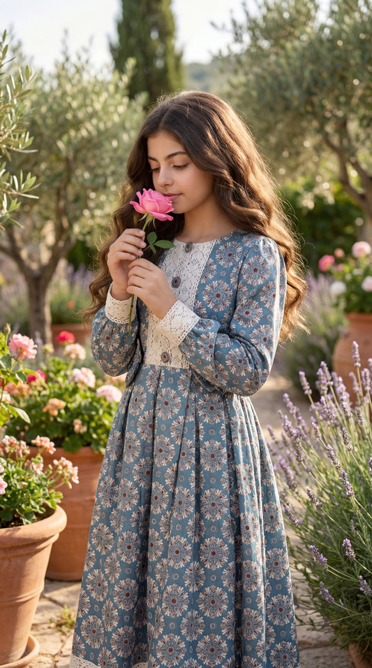 فستان  قطن مع  دانتل