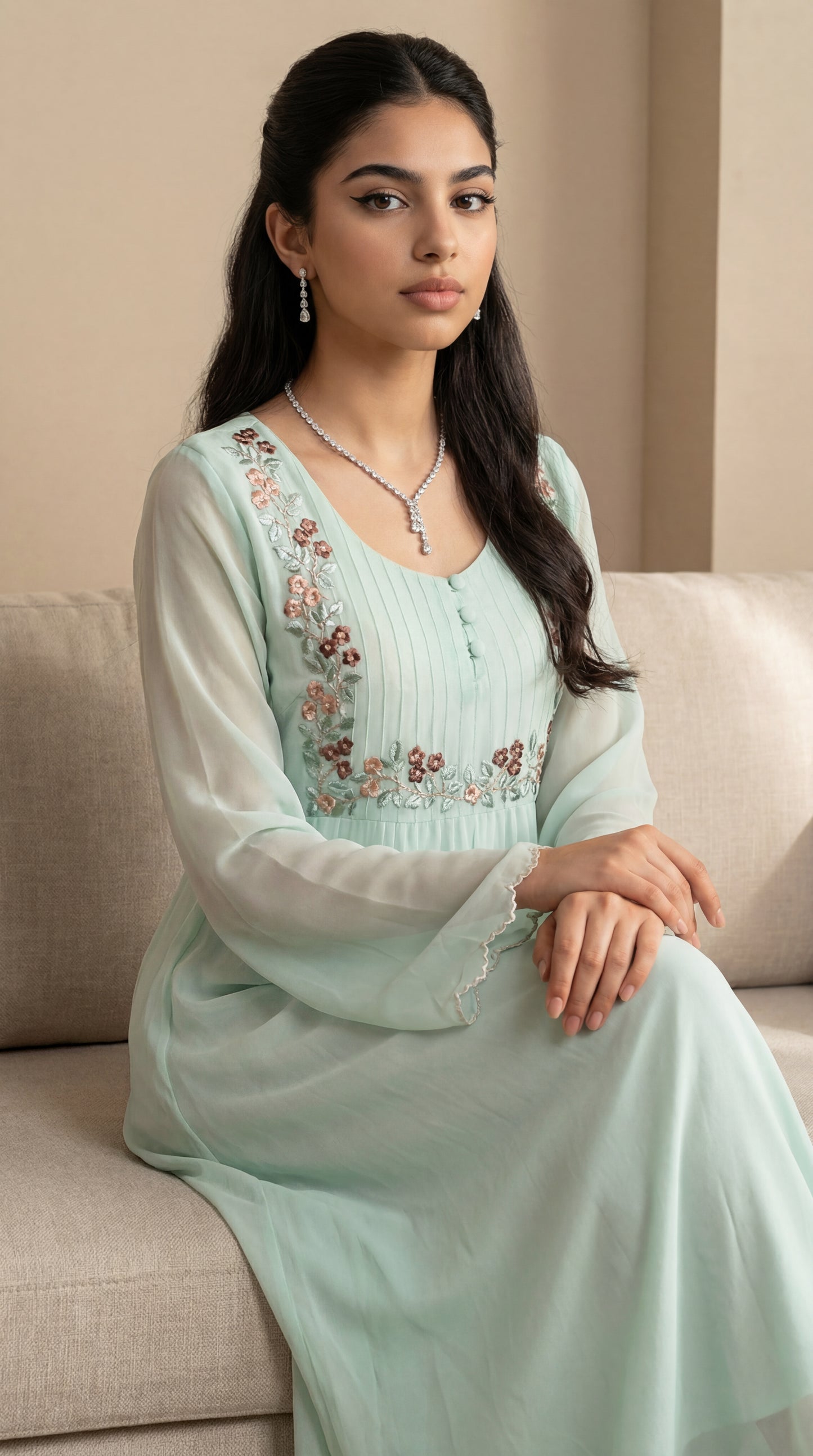 دبل شيفون مطرز