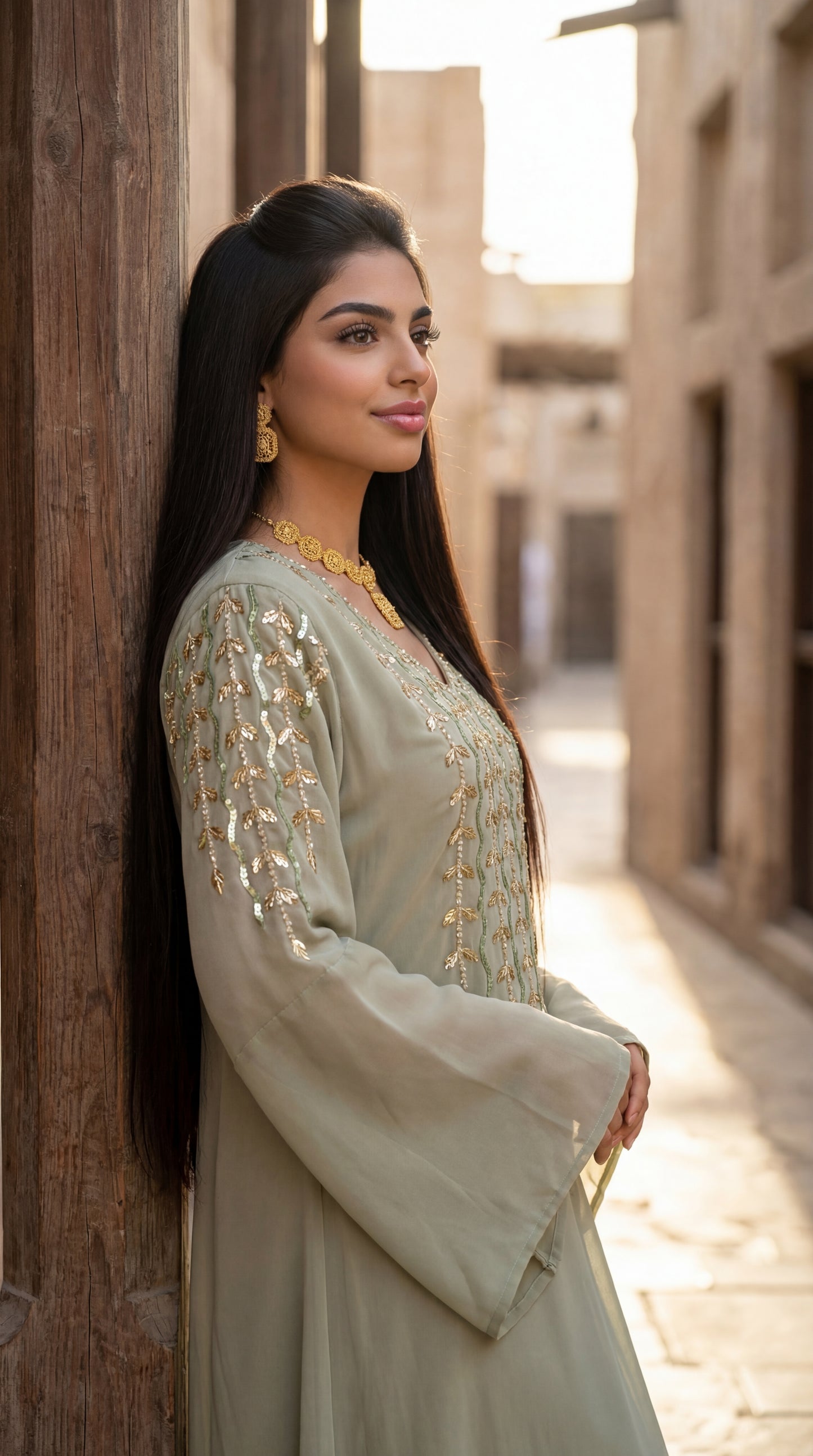 شيفون مع تطريز وشك